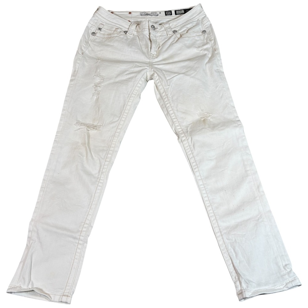 Buckle Miss Me Cuffed Skinny Jeans‎ Womens 30 Beige Denim Mid Rise Distressed